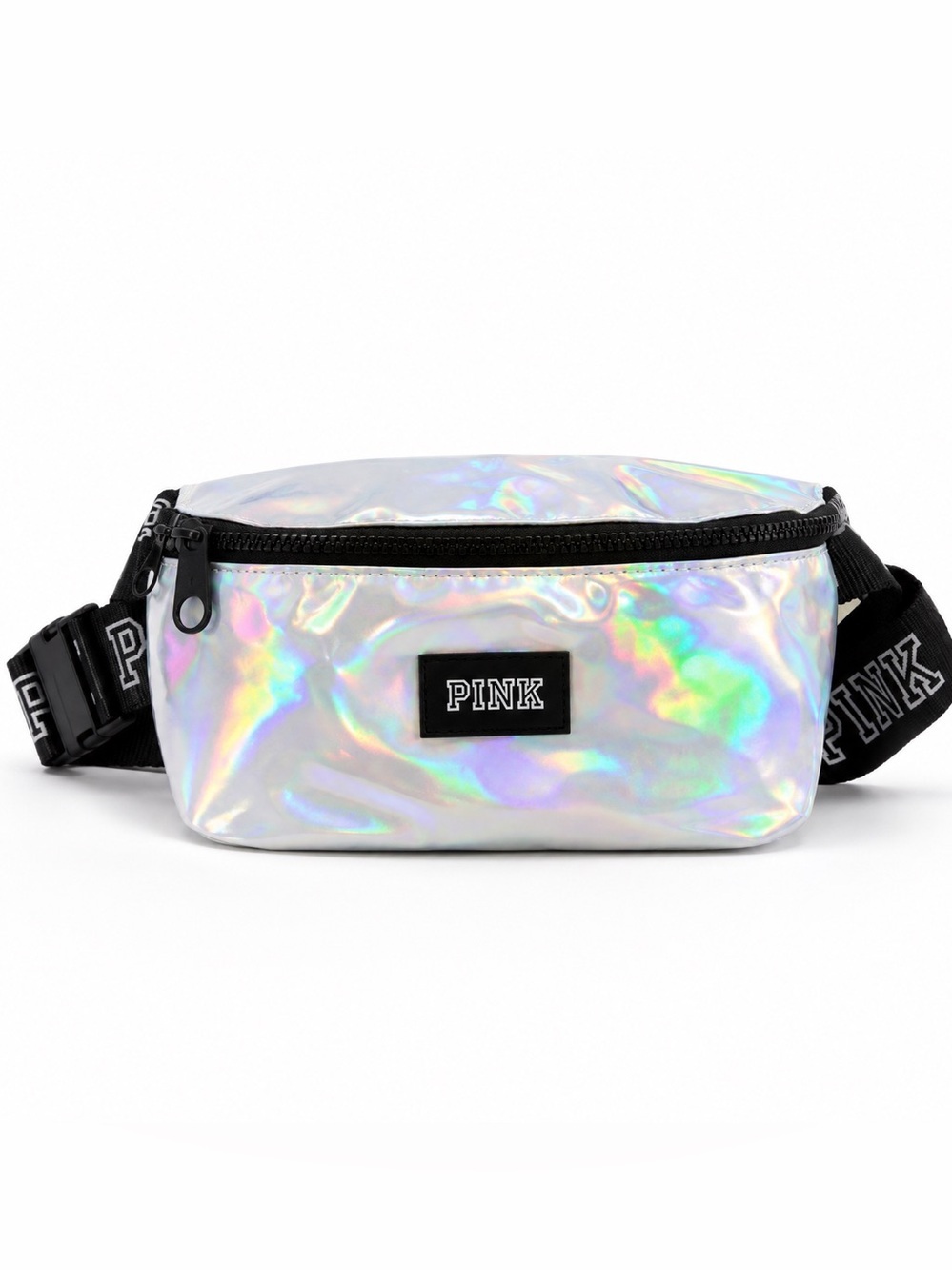 PINK NWT by Victoria’s Secret Iridescent Silver Waist Bag